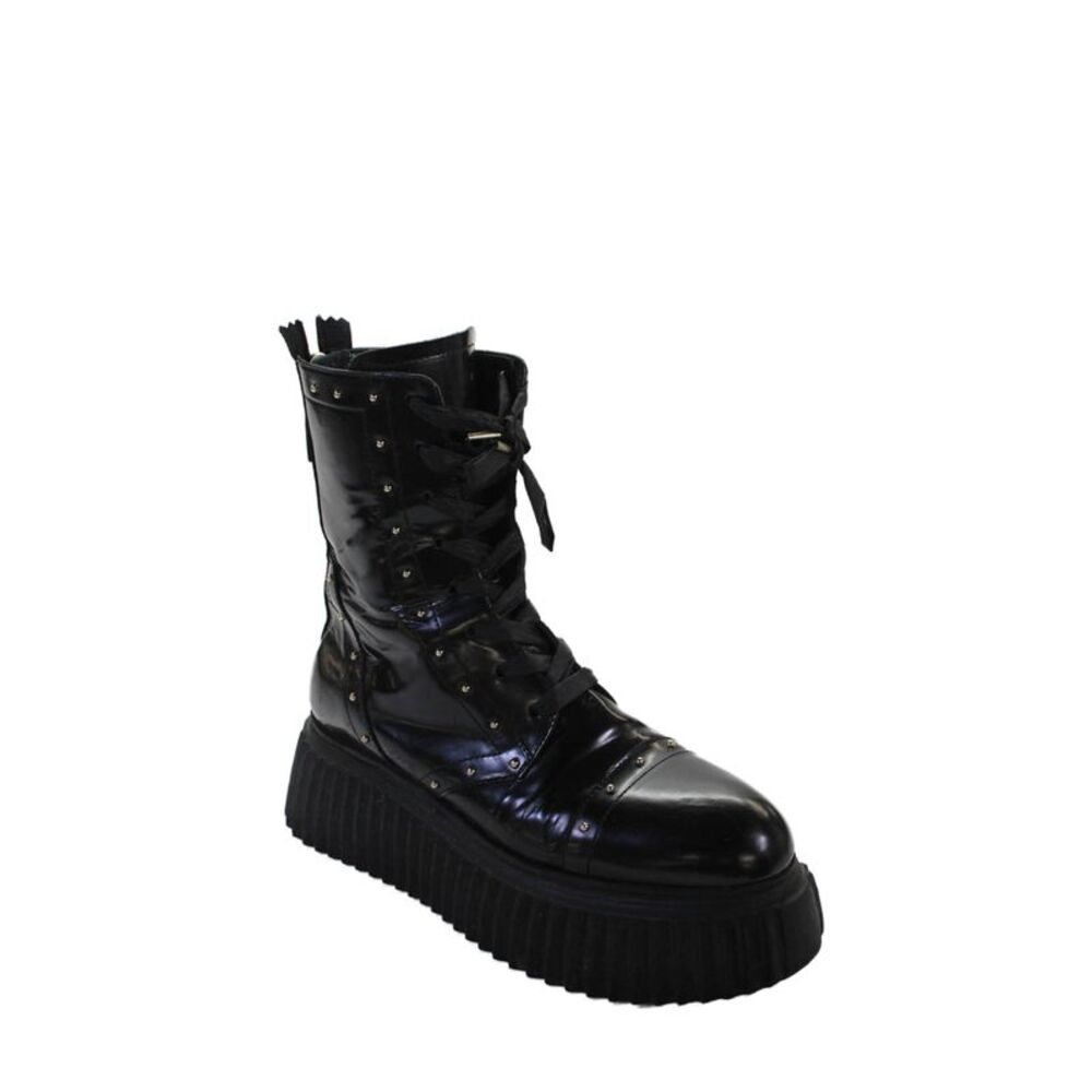 AGL Attilio Giusti Leombruni Womens Back Zip Platform Combat Boots Black 39.5